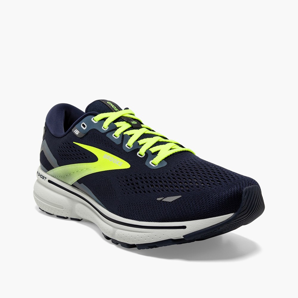 Chaussures Running Route Brooks Ghost 15 Bleu Marine Grise Homme | JPF-1500681